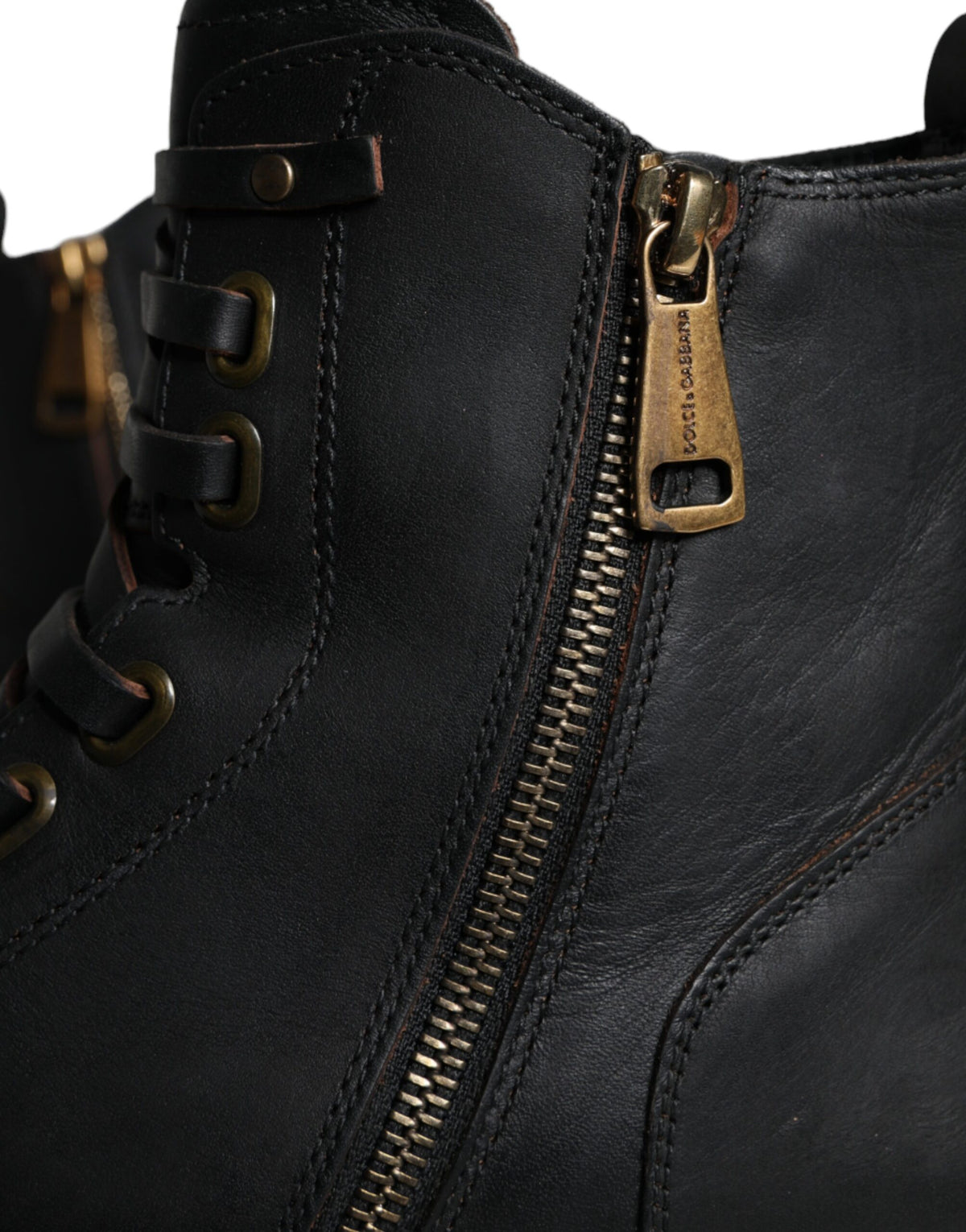 Dolce &amp; Gabbana – Schwarze Schnürstiefel mit halbhohem Schaft Herren Schuhe