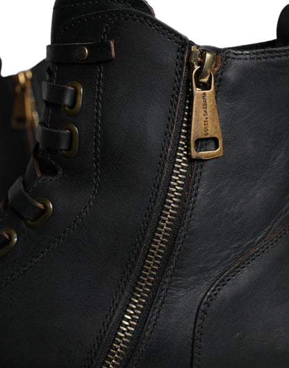 Dolce &amp; Gabbana – Schwarze Schnürstiefel mit halbhohem Schaft Herren Schuhe