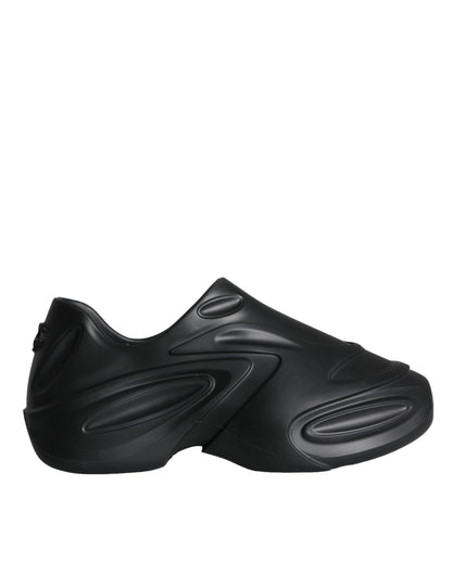 حذاء سنيكرز دولتشي آند غابانا أسود من المطاط المزخرف برقائق معدنية، منخفض الارتفاع