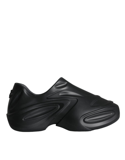 Dolce &amp; Gabbana – Schwarze, folierte Gummi-Toy-Sneaker mit niedrigem Schaft