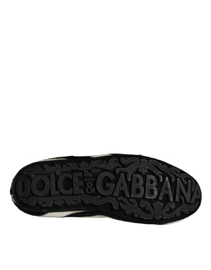 Dolce &amp; Gabbana – Slipper mit Kalbsfell in Schwarz und Weiß Herren Schuhe