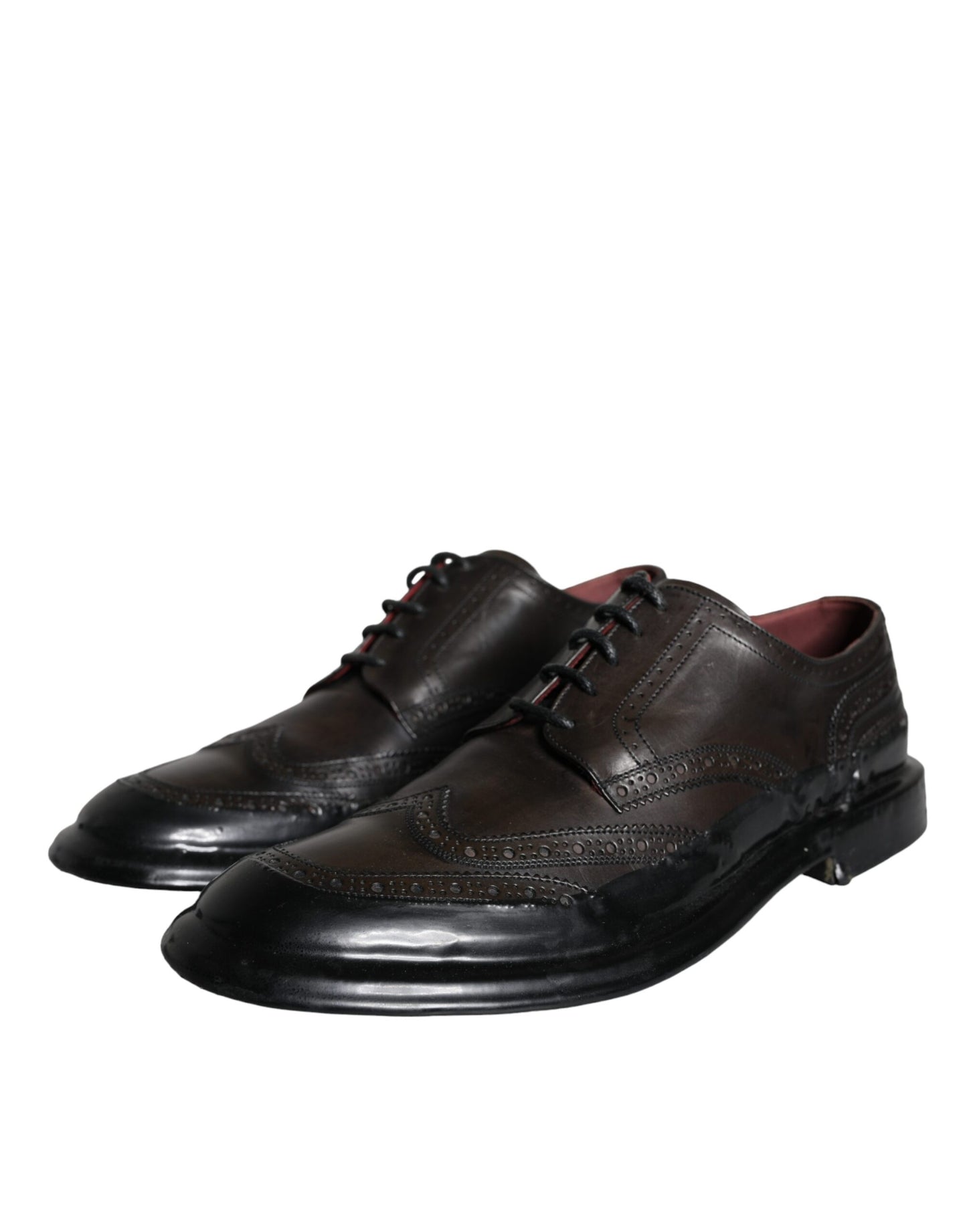 Dolce &amp; Gabbana – Oxford-Schuhe aus schwarzem Leder mit Flügelkappe für formelle Herren