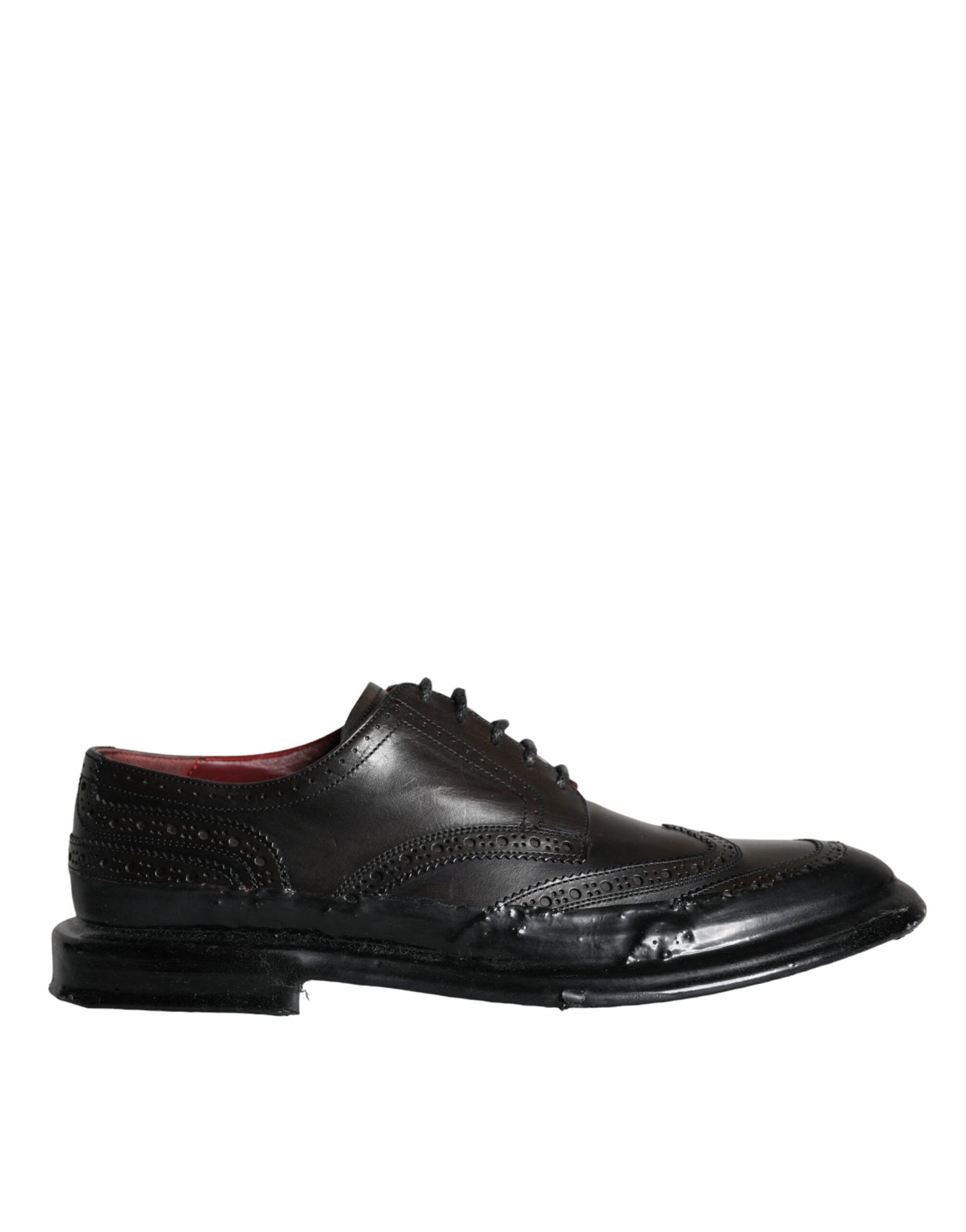 Dolce &amp; Gabbana – Oxford-Schuhe aus schwarzem Leder mit Flügelkappe für formelle Herren