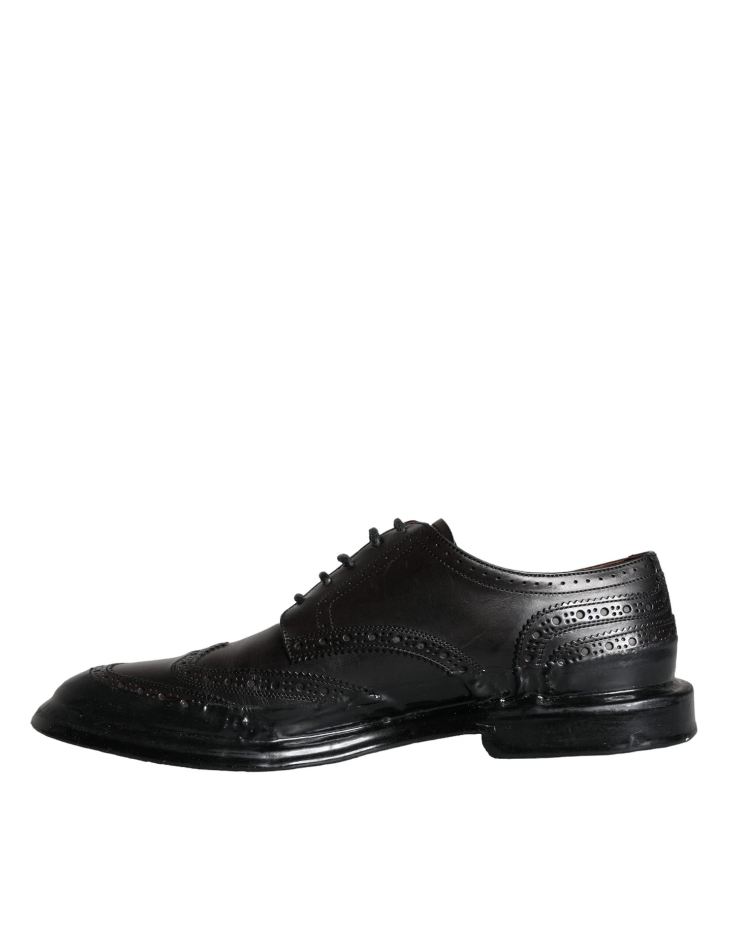 Dolce &amp; Gabbana – Oxford-Schuhe aus schwarzem Leder mit Flügelkappe für formelle Herren