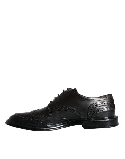 Dolce &amp; Gabbana – Oxford-Schuhe aus schwarzem Leder mit Flügelkappe für formelle Herren
