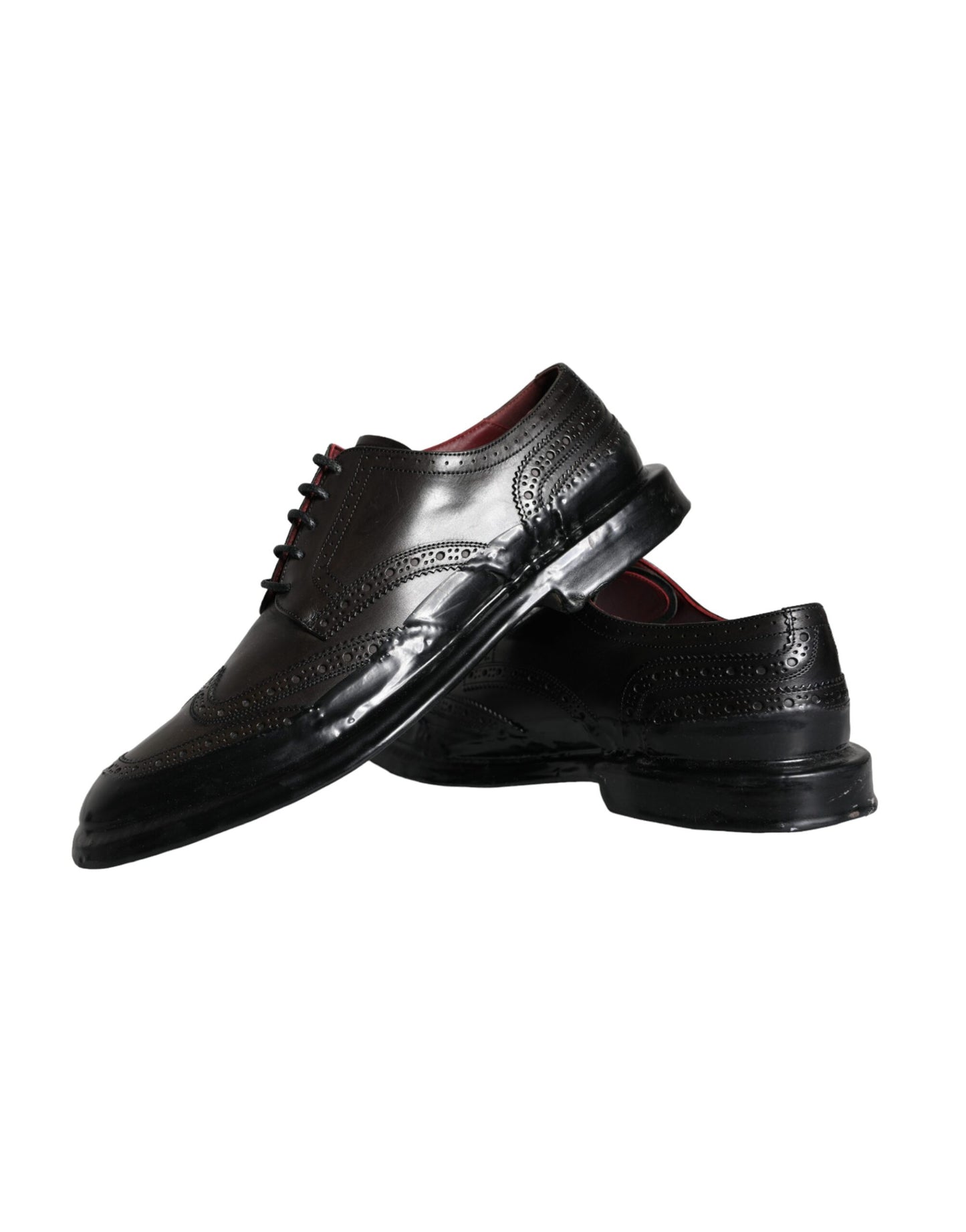 Dolce &amp; Gabbana – Oxford-Schuhe aus schwarzem Leder mit Flügelkappe für formelle Herren