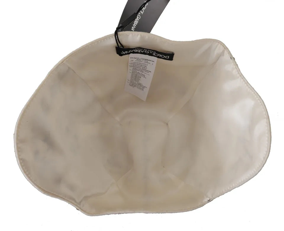 Dolce &amp; Gabbana – Hut aus bestickter Kamee-Brosche aus Wolle in Weiß und Schwarz