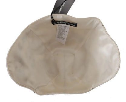 Dolce &amp; Gabbana – Hut aus bestickter Kamee-Brosche aus Wolle in Weiß und Schwarz