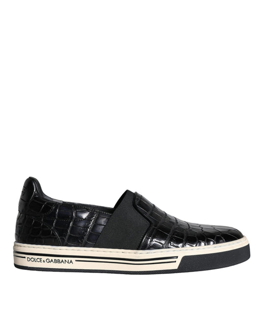 Dolce &amp; Gabbana Schwarze Leder-Loafer-Hausschuhe Freizeitschuhe