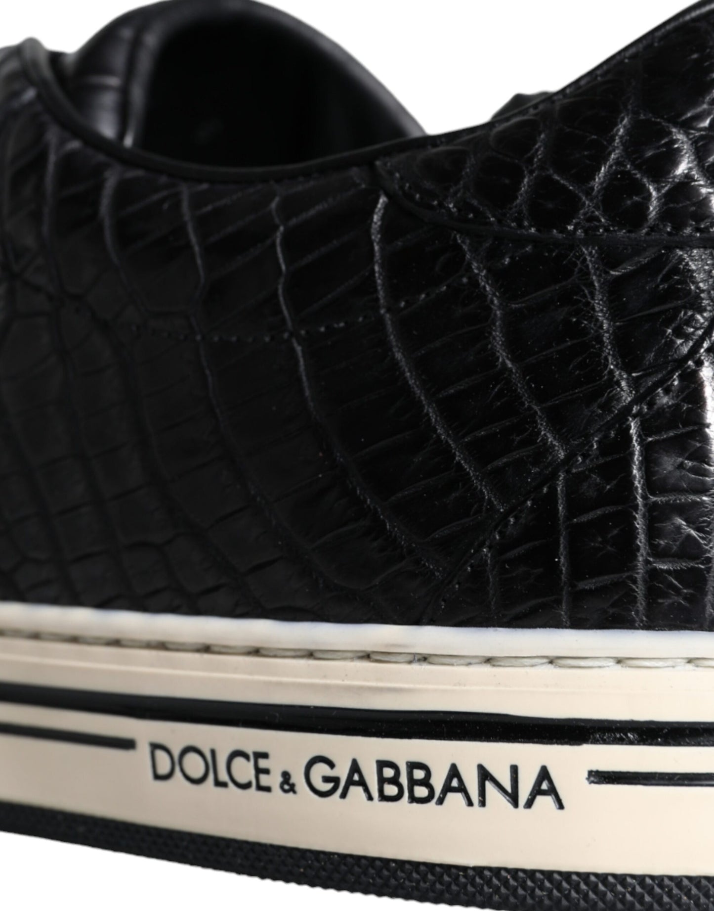 Dolce &amp; Gabbana Schwarze Leder Herren Low Top Sneakers Schuhe