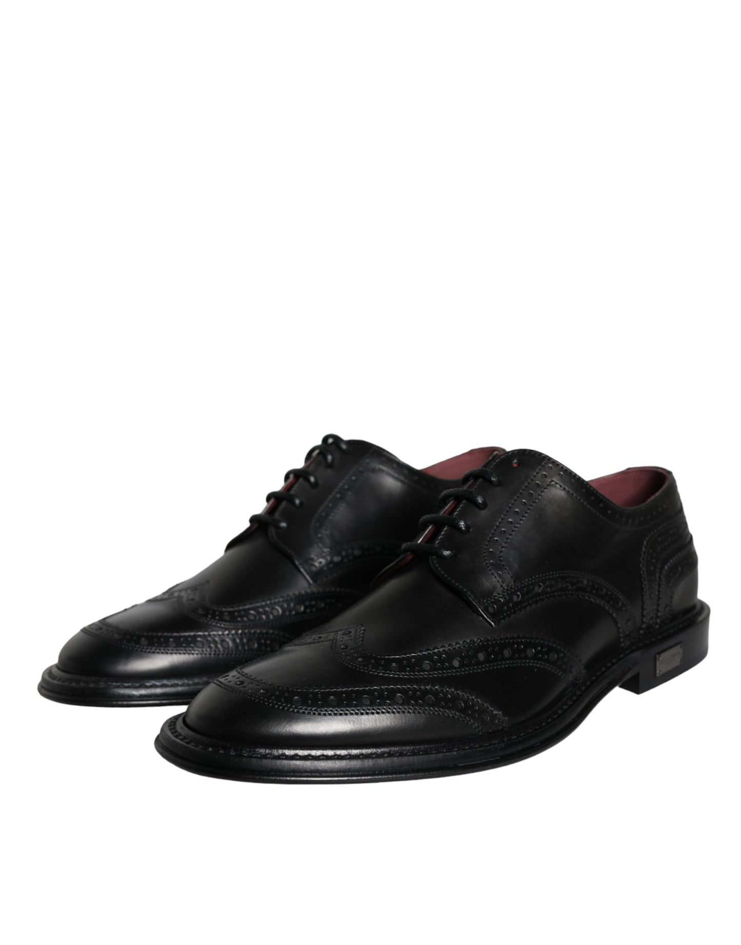 Dolce &amp; Gabbana – Oxford-Schuhe aus schwarzem Leder mit Flügelkappe für formelle Herren