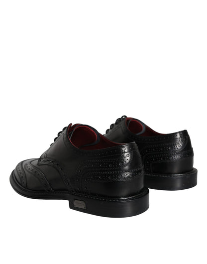 Dolce &amp; Gabbana – Oxford-Schuhe aus schwarzem Leder mit Flügelkappe für formelle Herren