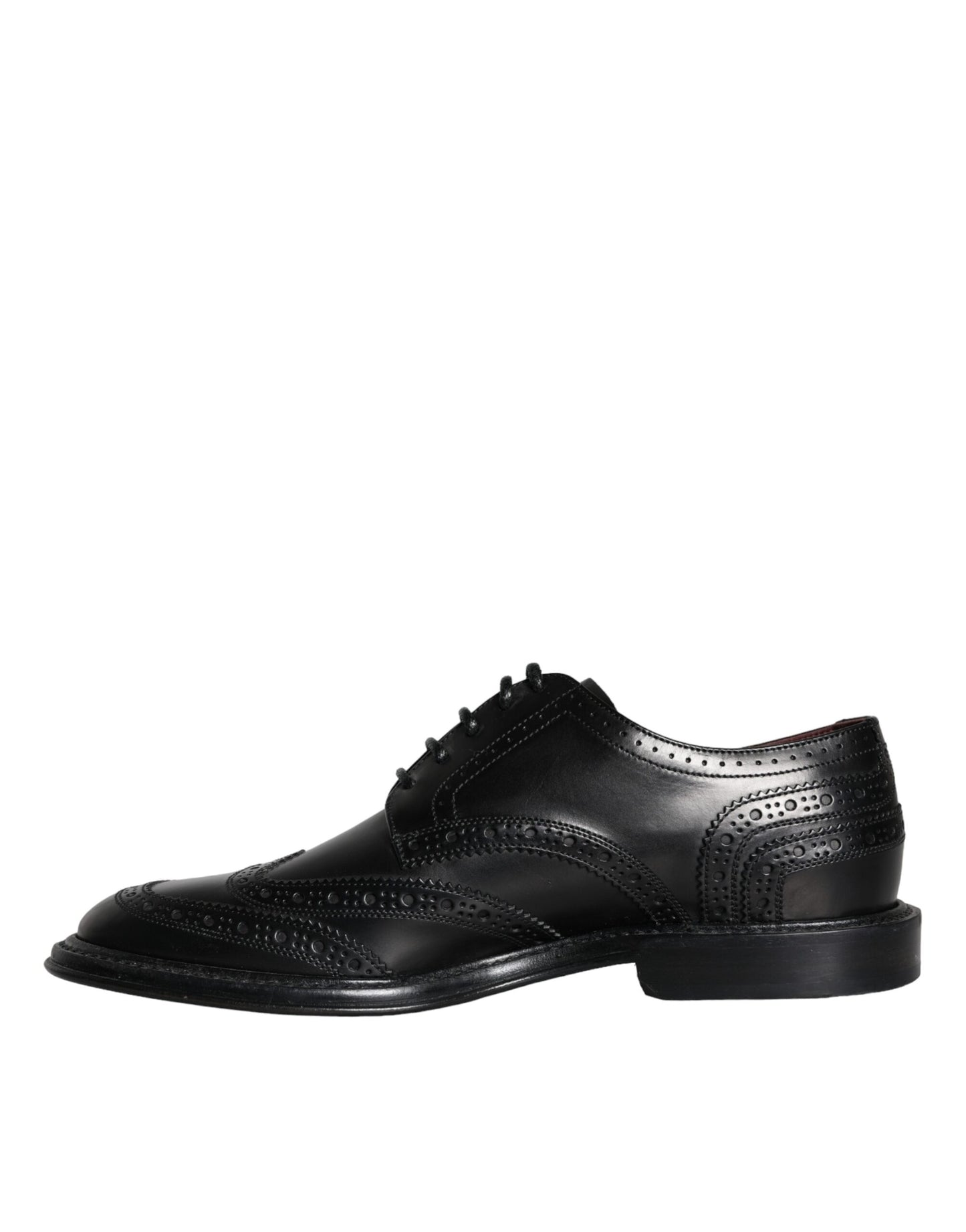 Dolce &amp; Gabbana – Oxford-Schuhe aus schwarzem Leder mit Flügelkappe für formelle Herren