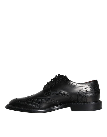 Dolce &amp; Gabbana – Oxford-Schuhe aus schwarzem Leder mit Flügelkappe für formelle Herren