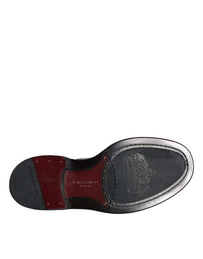 Dolce &amp; Gabbana – Oxford-Schuhe aus schwarzem Leder mit Flügelkappe für formelle Herren