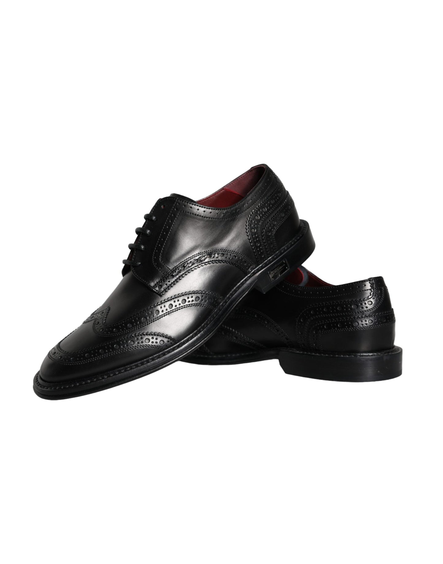 Dolce &amp; Gabbana – Oxford-Schuhe aus schwarzem Leder mit Flügelkappe für formelle Herren