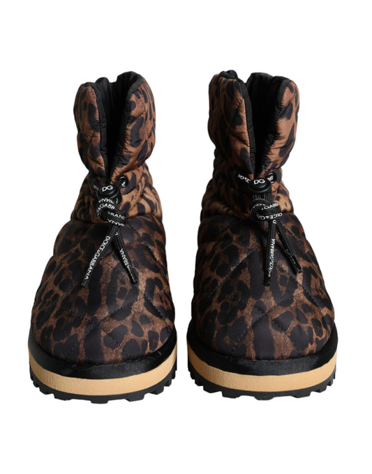 Dolce &amp; Gabbana – Braune Stiefeletten mit Leopardenmuster und gepolsterten Schuhen