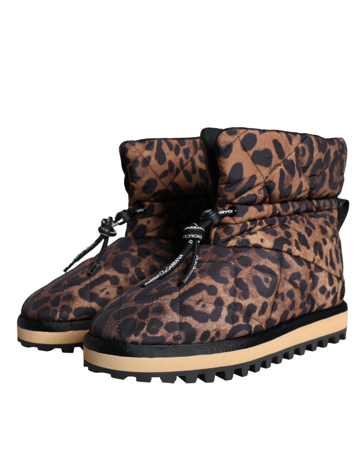 Dolce &amp; Gabbana – Braune Stiefeletten mit Leopardenmuster und gepolsterten Schuhen