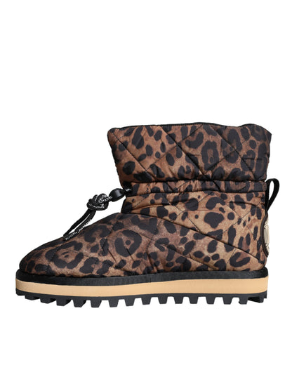 Dolce &amp; Gabbana – Braune Stiefeletten mit Leopardenmuster und gepolsterten Schuhen