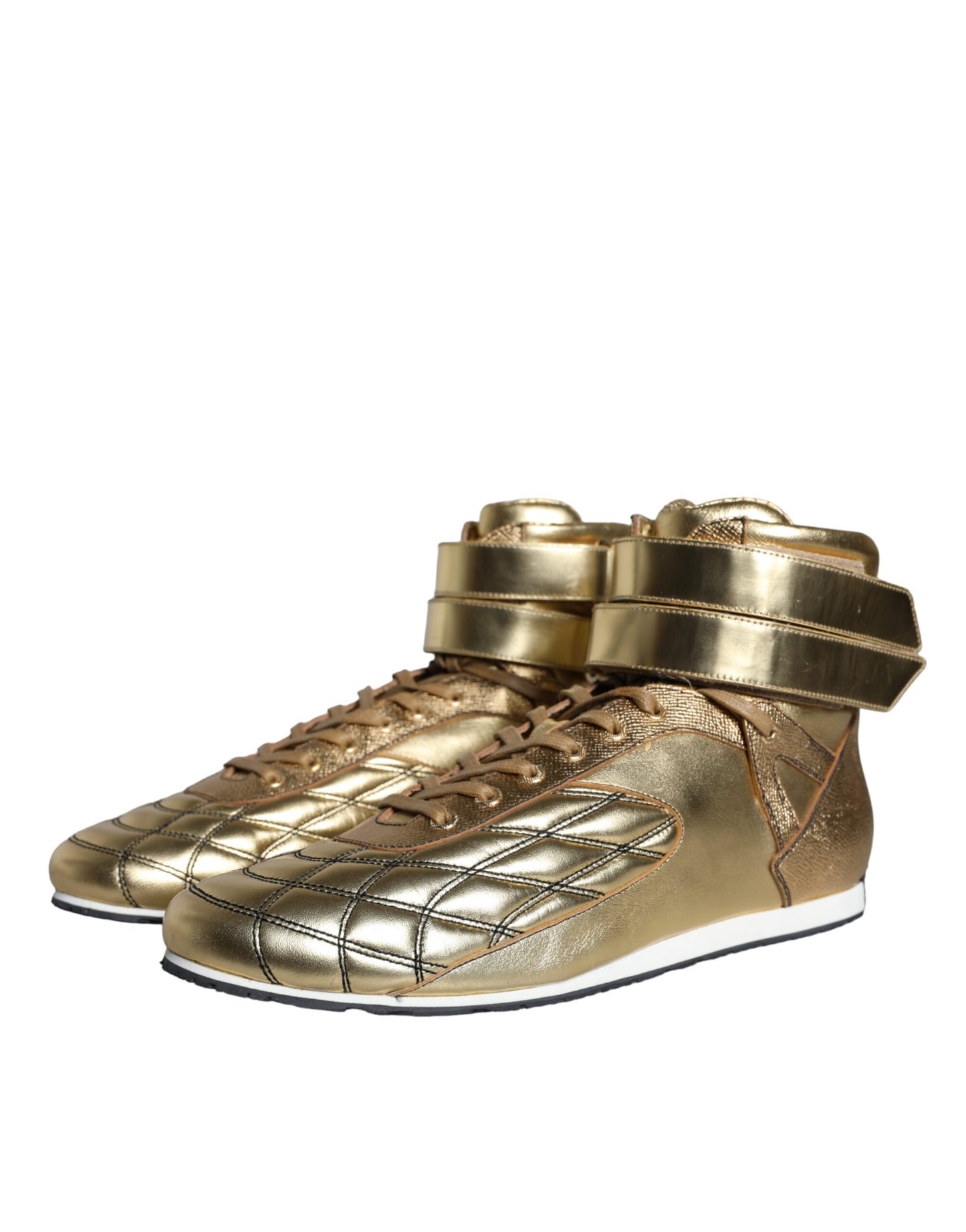 Dolce &amp; Gabbana Gold Leder Sartoria High Top Sneakers Schuhe