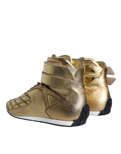 Dolce &amp; Gabbana Gold Leder Sartoria High Top Sneakers Schuhe