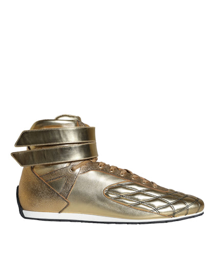 Dolce &amp; Gabbana Gold Leder Sartoria High Top Sneakers Schuhe