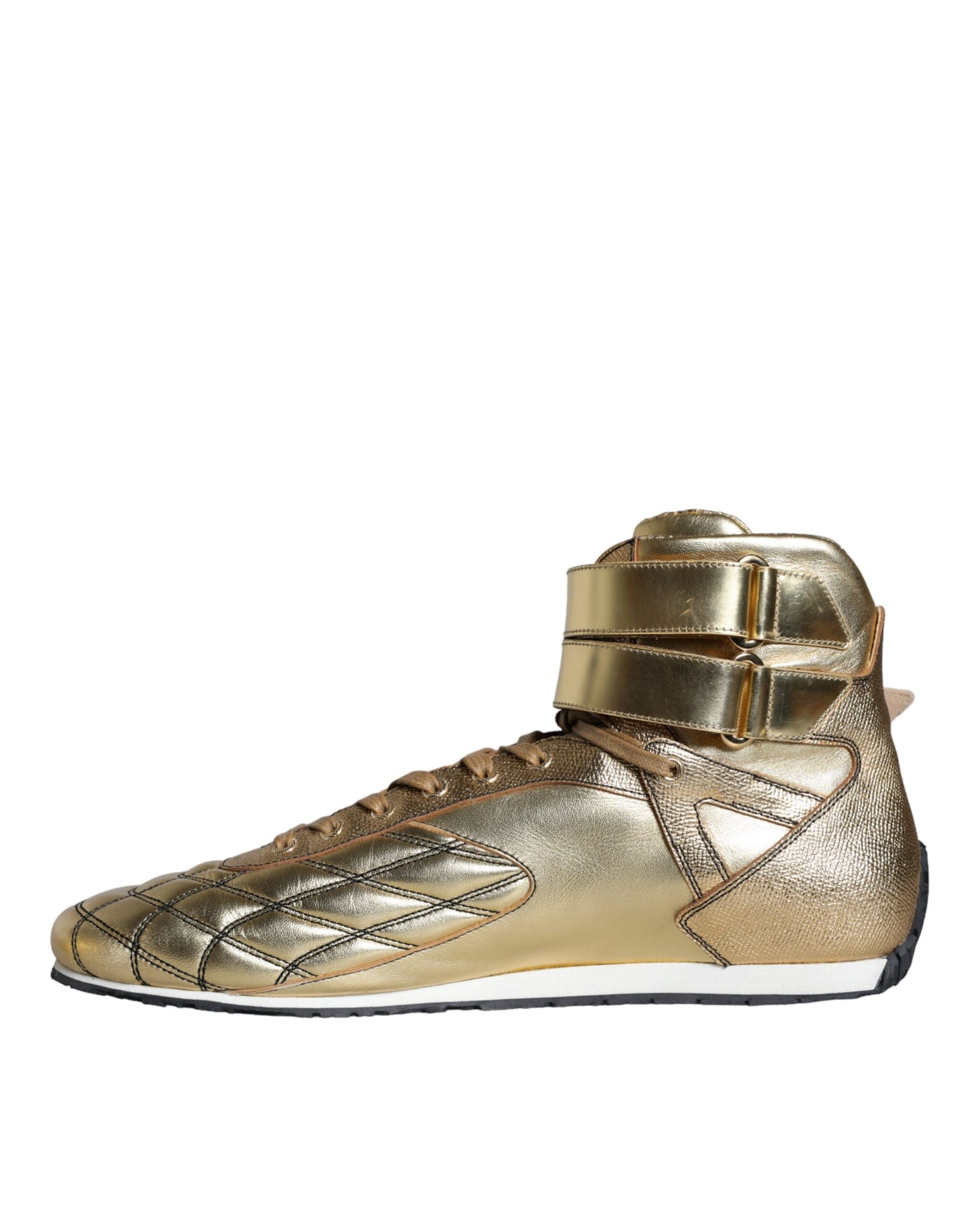 Dolce &amp; Gabbana Gold Leder Sartoria High Top Sneakers Schuhe