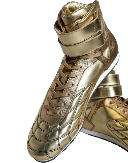 Dolce &amp; Gabbana Gold Leder Sartoria High Top Sneakers Schuhe