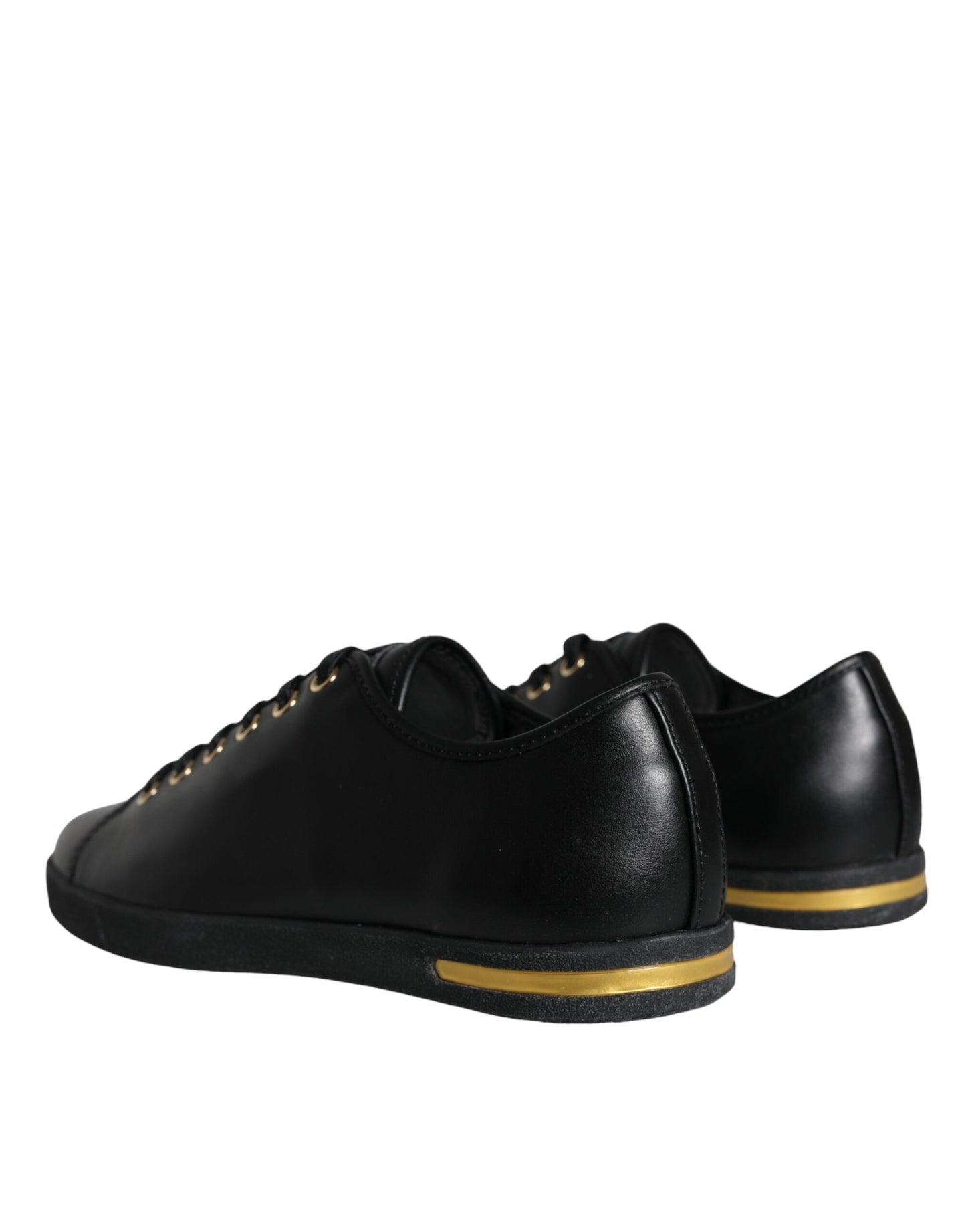 Dolce &amp; Gabbana Klassische Sneakers aus schwarzem und goldenem Leder