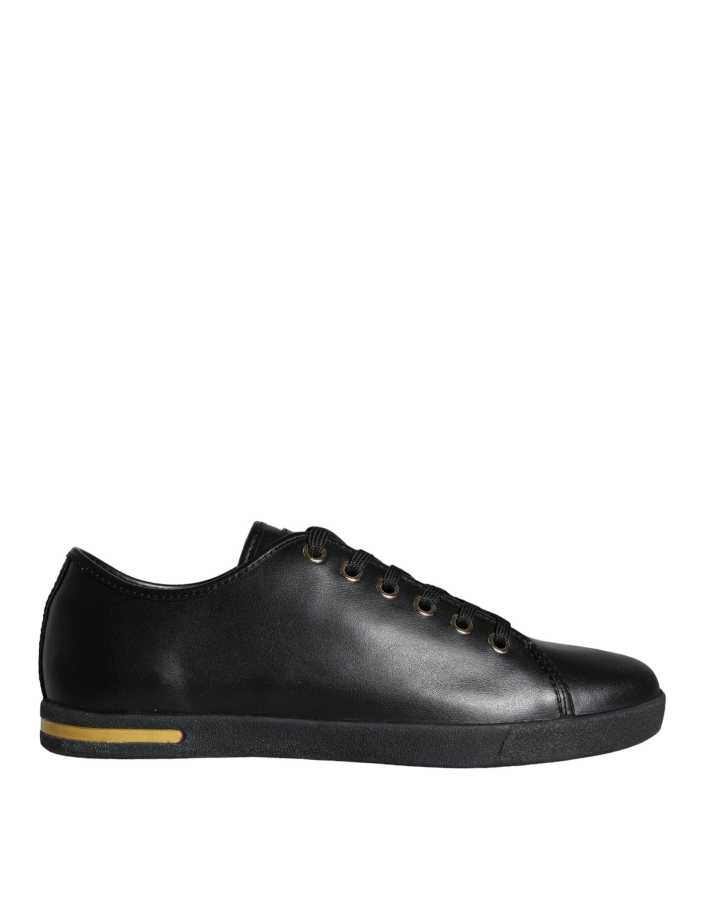 Dolce &amp; Gabbana Klassische Sneakers aus schwarzem und goldenem Leder