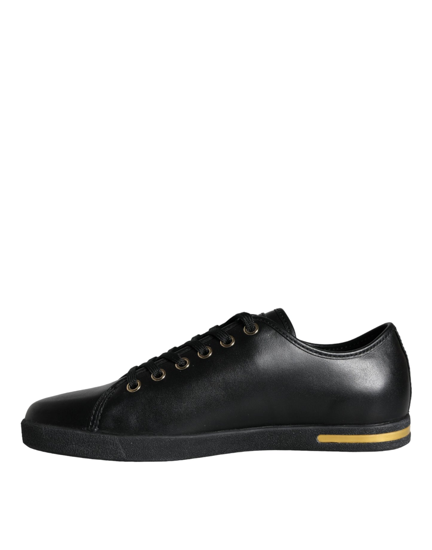 Dolce &amp; Gabbana Klassische Sneakers aus schwarzem und goldenem Leder