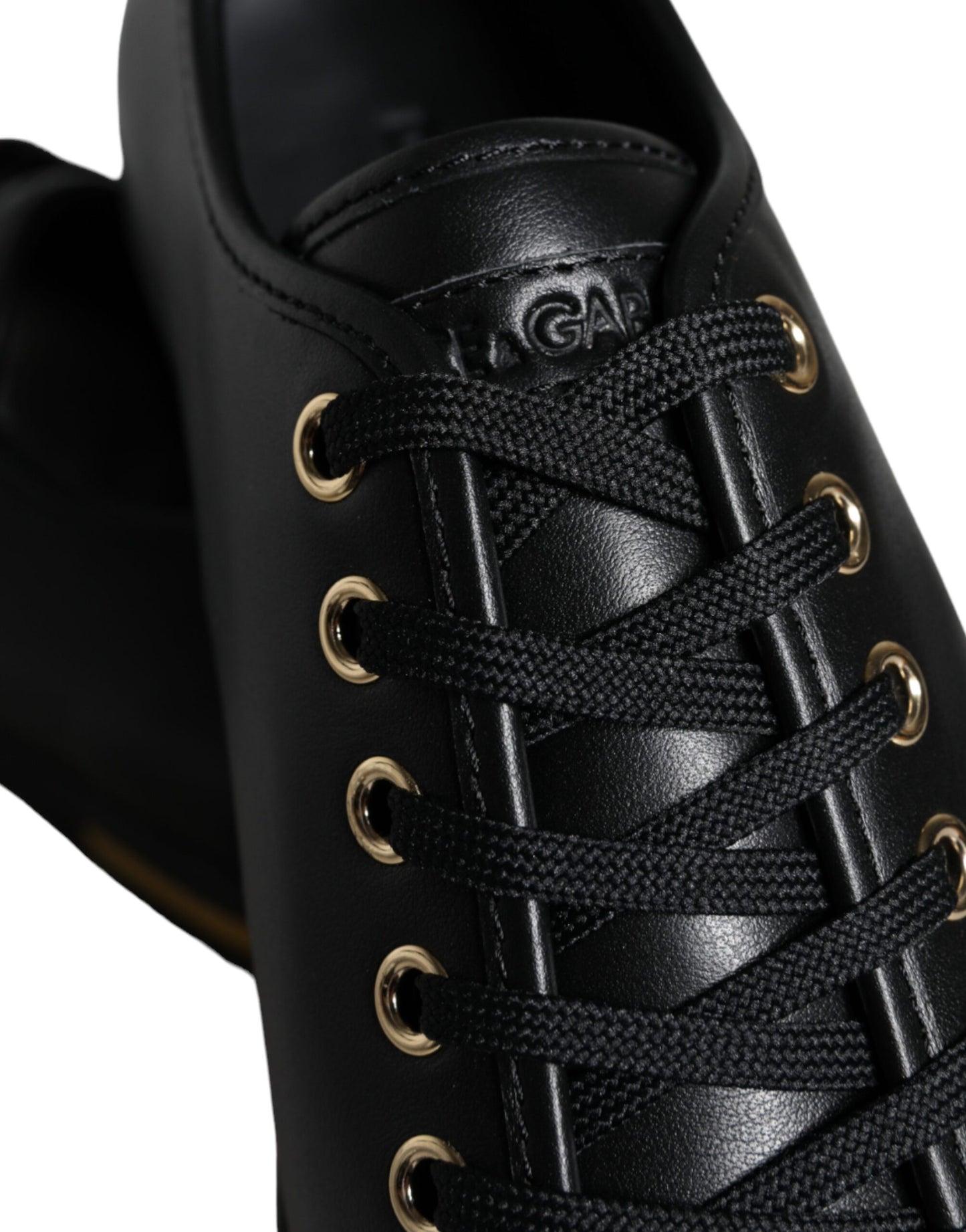 Dolce &amp; Gabbana Klassische Sneakers aus schwarzem und goldenem Leder