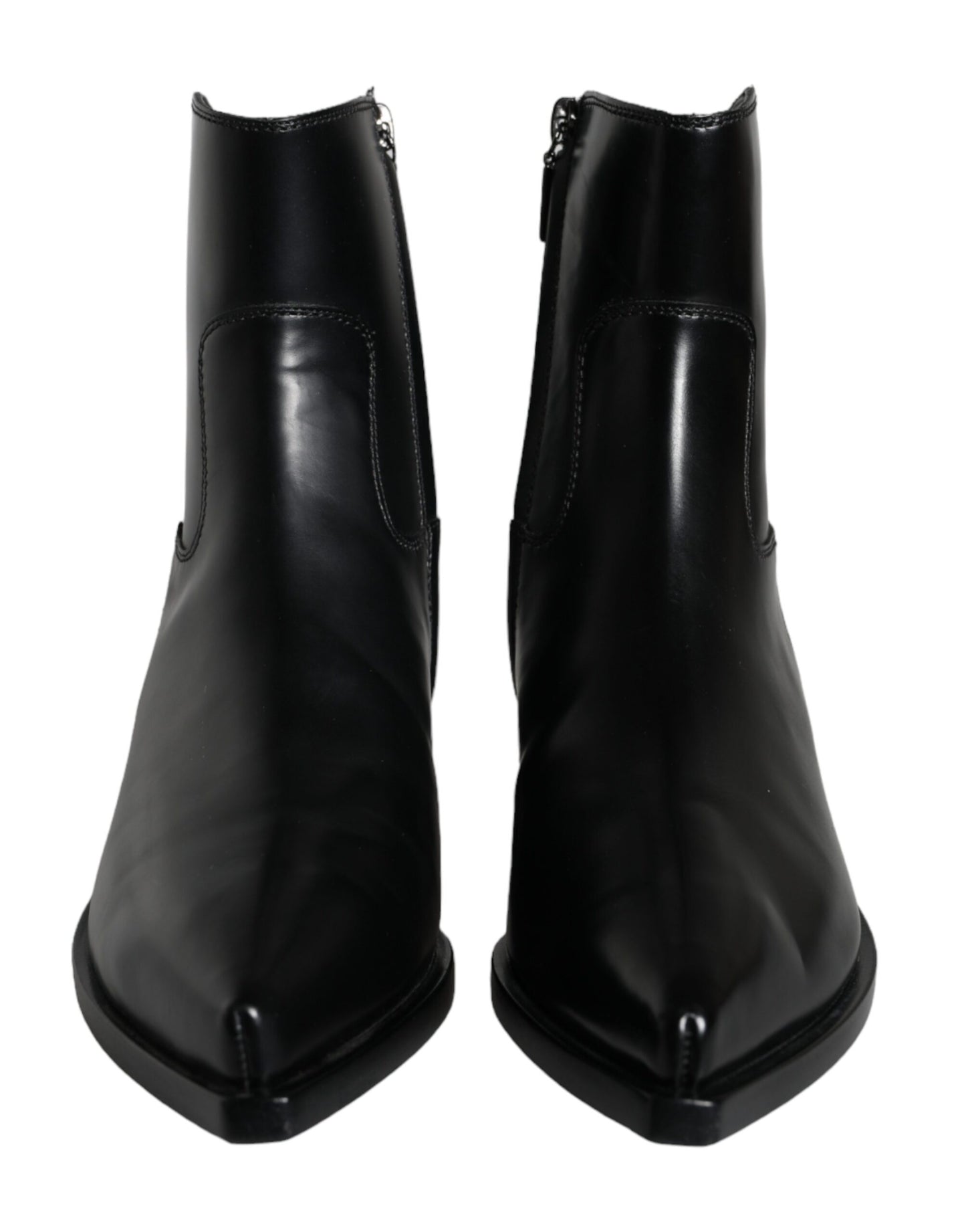 Dolce &amp; Gabbana Schwarze Lederstiefeletten Booties Schuhe
