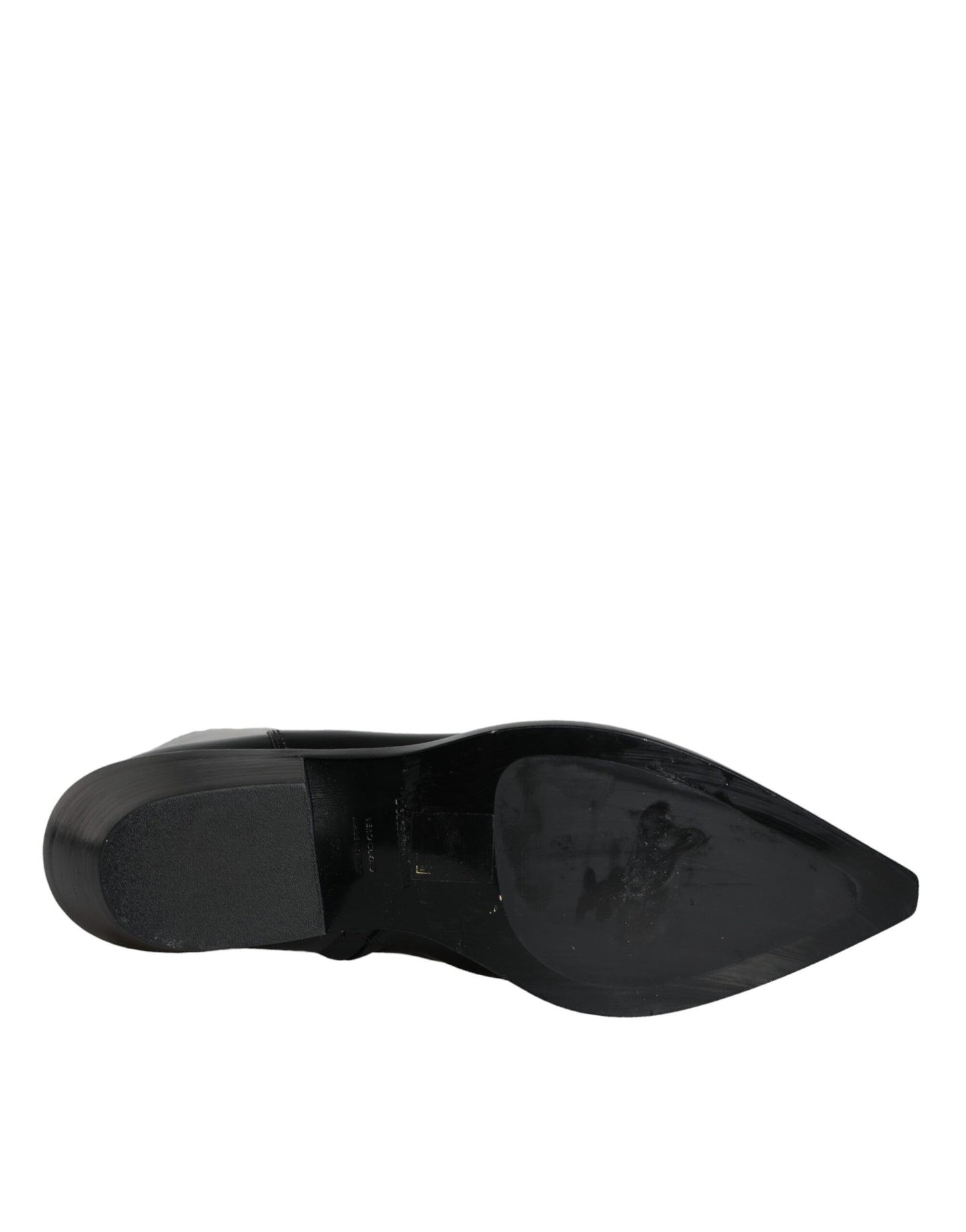 Dolce &amp; Gabbana Schwarze Lederstiefeletten Booties Schuhe