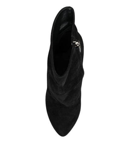 Dolce &amp; Gabbana – Wadenhohe Stiefel aus schwarzem Wildleder