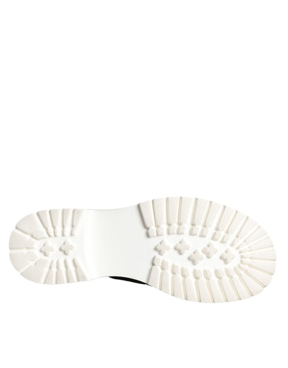 Dolce &amp; Gabbana – Schwarze Combat-Stiefel aus Leder mit mittlerer Wade