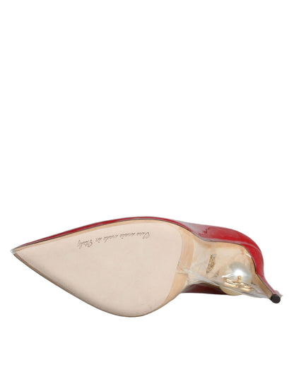 Dolce &amp; Gabbana Rote Lackleder Kunstperlen Heels Pumps Schuhe