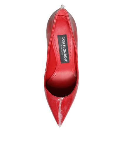 Dolce &amp; Gabbana Rote Lackleder Kunstperlen Heels Pumps Schuhe