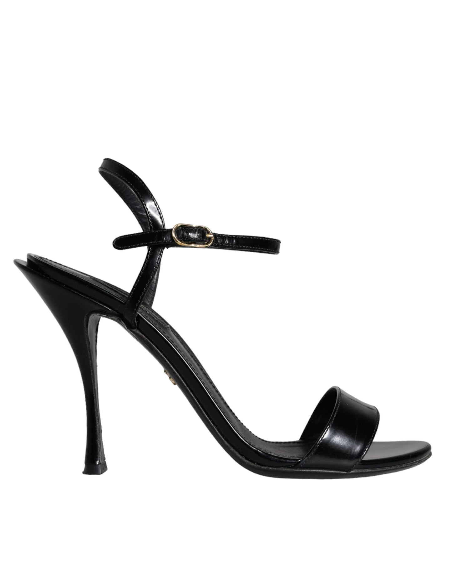 Dolce &amp; Gabbana Schwarze KEIRA Leder Heels Sandalen Schuhe