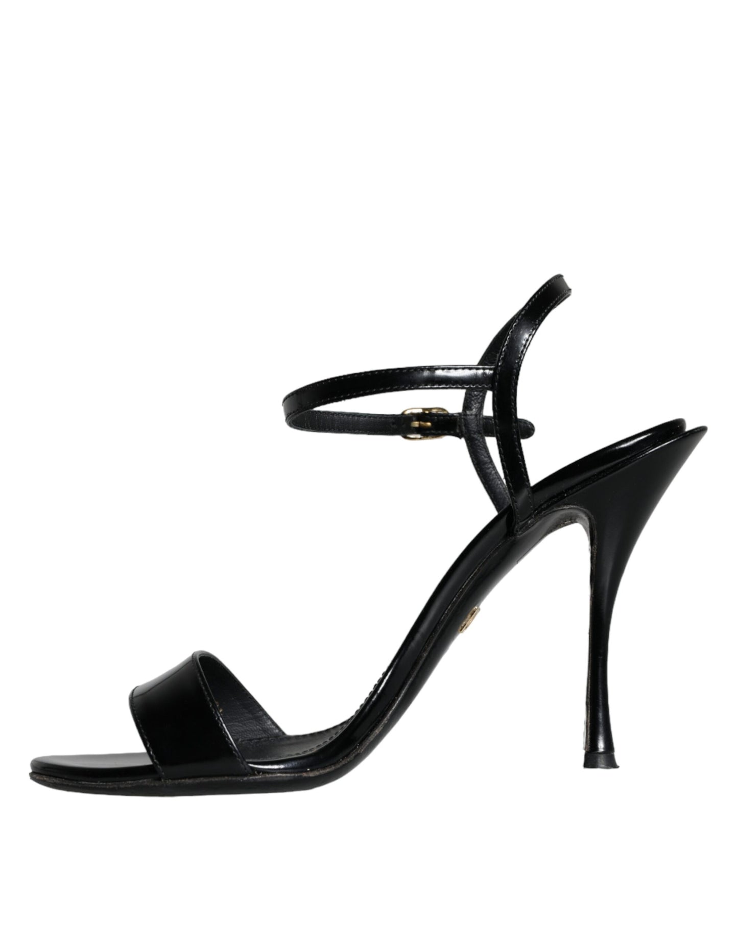 Dolce &amp; Gabbana Schwarze KEIRA Leder Heels Sandalen Schuhe