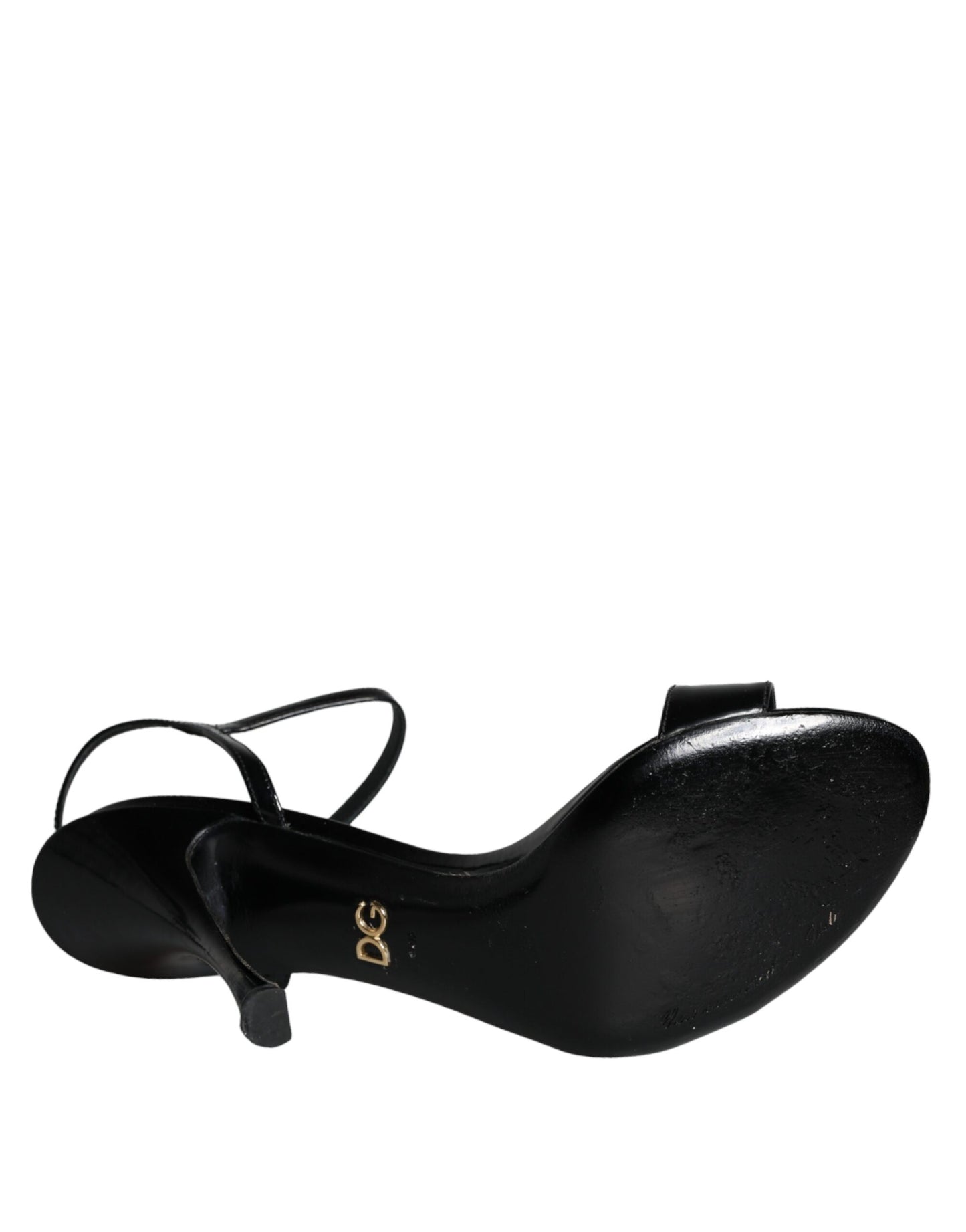 Dolce &amp; Gabbana Schwarze KEIRA Leder Heels Sandalen Schuhe