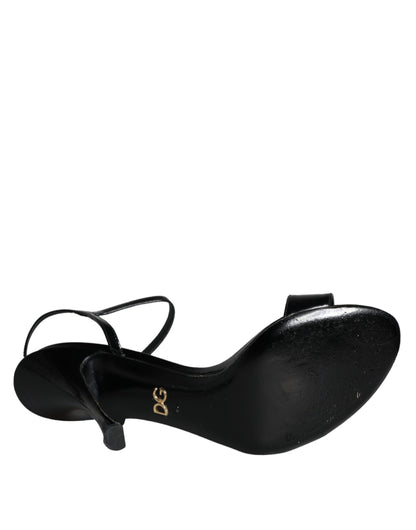 Dolce &amp; Gabbana Schwarze KEIRA Leder Heels Sandalen Schuhe