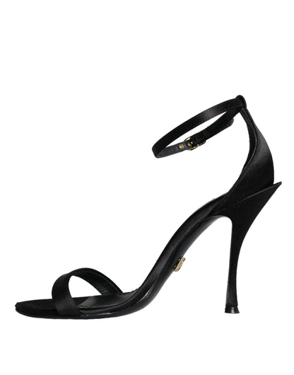 Dolce &amp; Gabbana Schwarze KEIRA Heels Sandalen mit Knöchelriemen