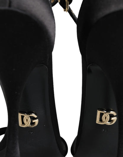 Dolce &amp; Gabbana Schwarze KEIRA Heels Sandalen mit Knöchelriemen