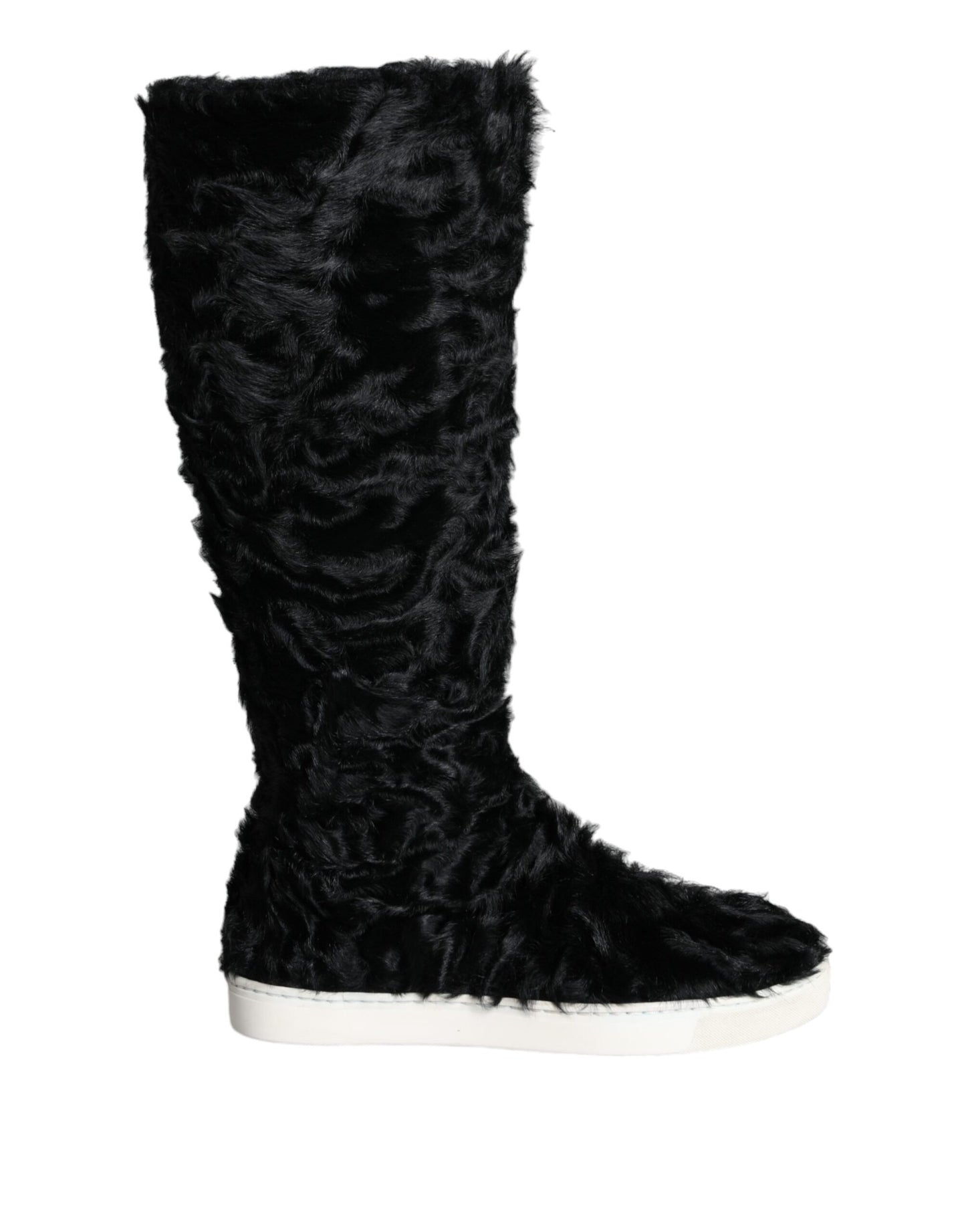 Dolce &amp; Gabbana Schwarze Xiangao Lammfell-Lederstiefel