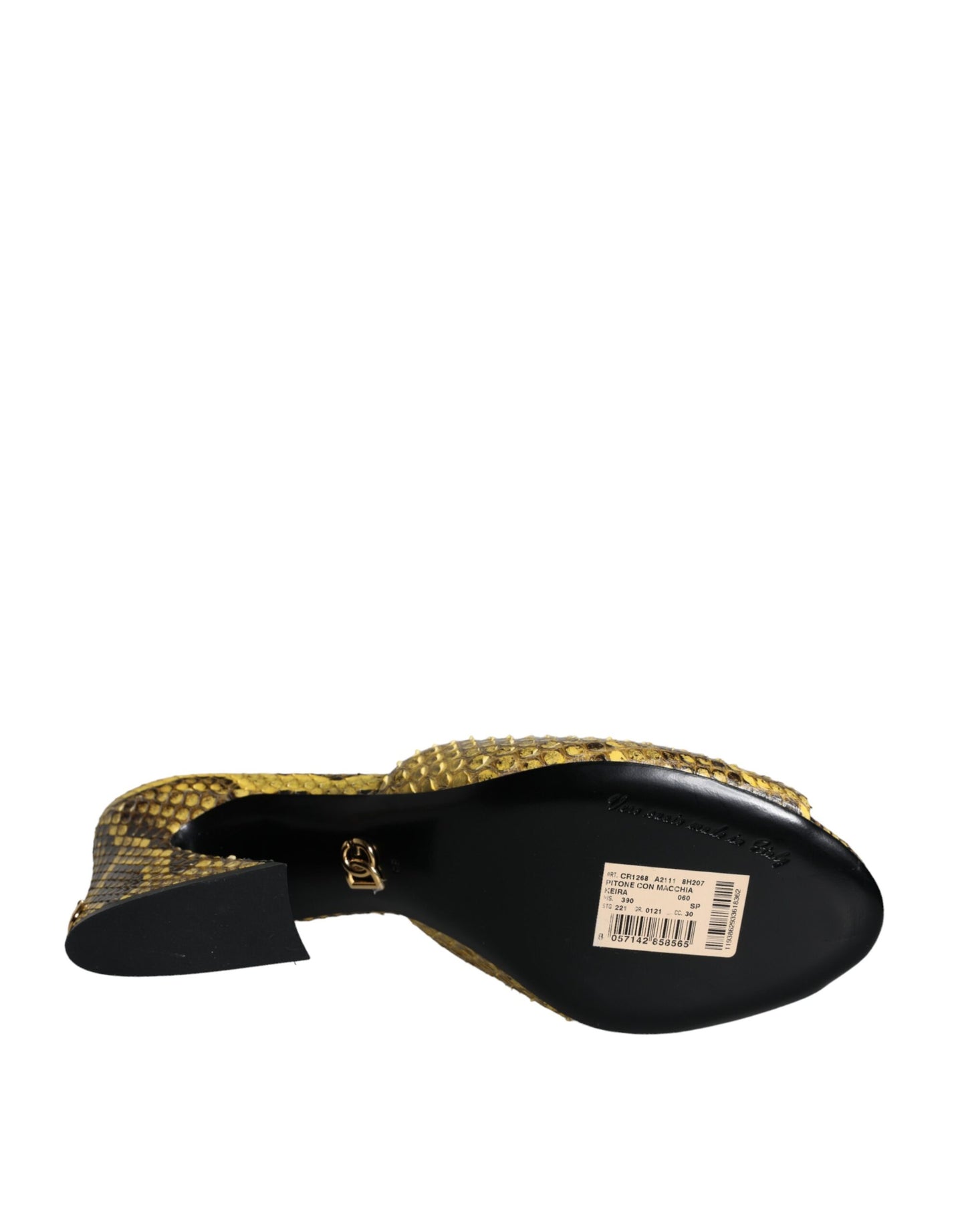 Dolce &amp; Gabbana – Gelbe Slides aus Leder mit Blockabsatz