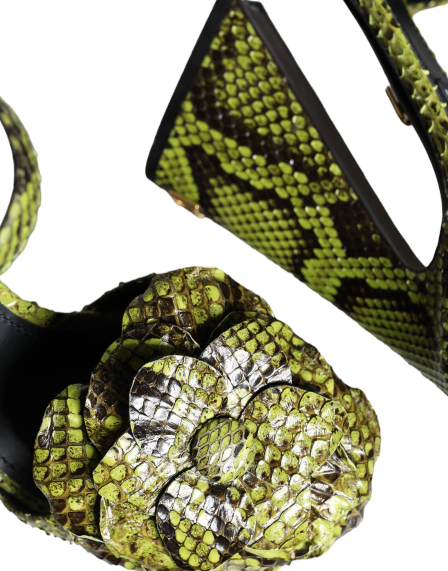Dolce &amp; Gabbana Grüne Exotische Leder Knöchelriemen Heels Sandalen Schuhe