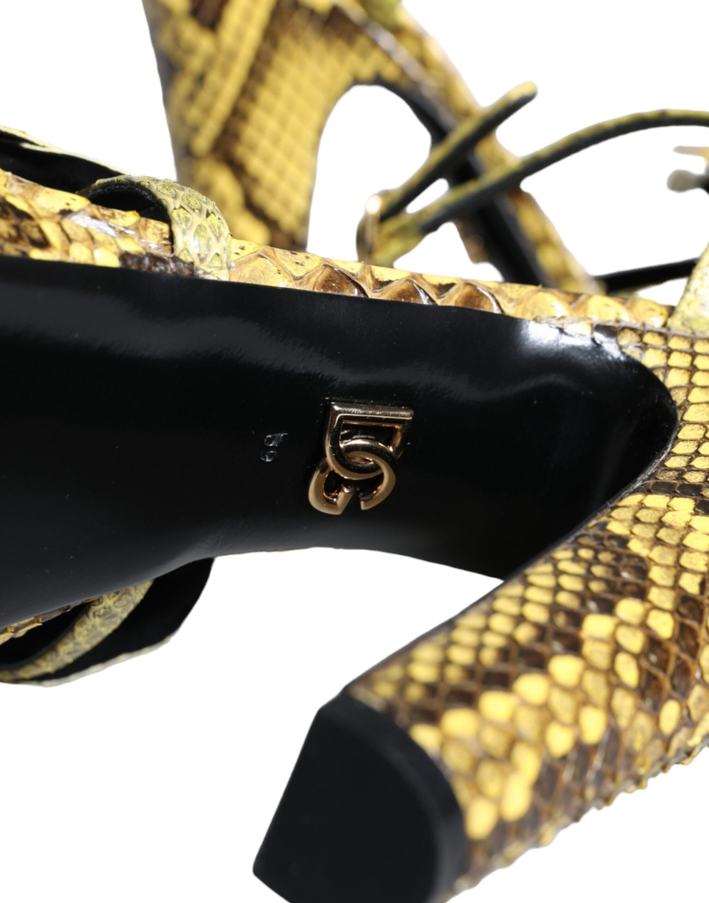 Dolce &amp; Gabbana Gelb Exotisches Leder Knöchelriemen Heels Sandalen Schuhe