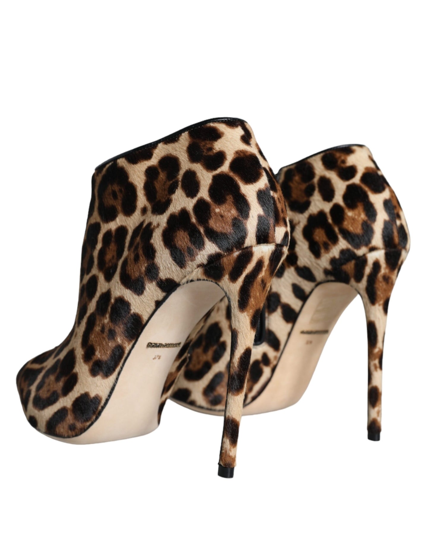 Dolce &amp; Gabbana Braune Leoparden-Kalbsfell-Heels Ankle Boots Schuhe