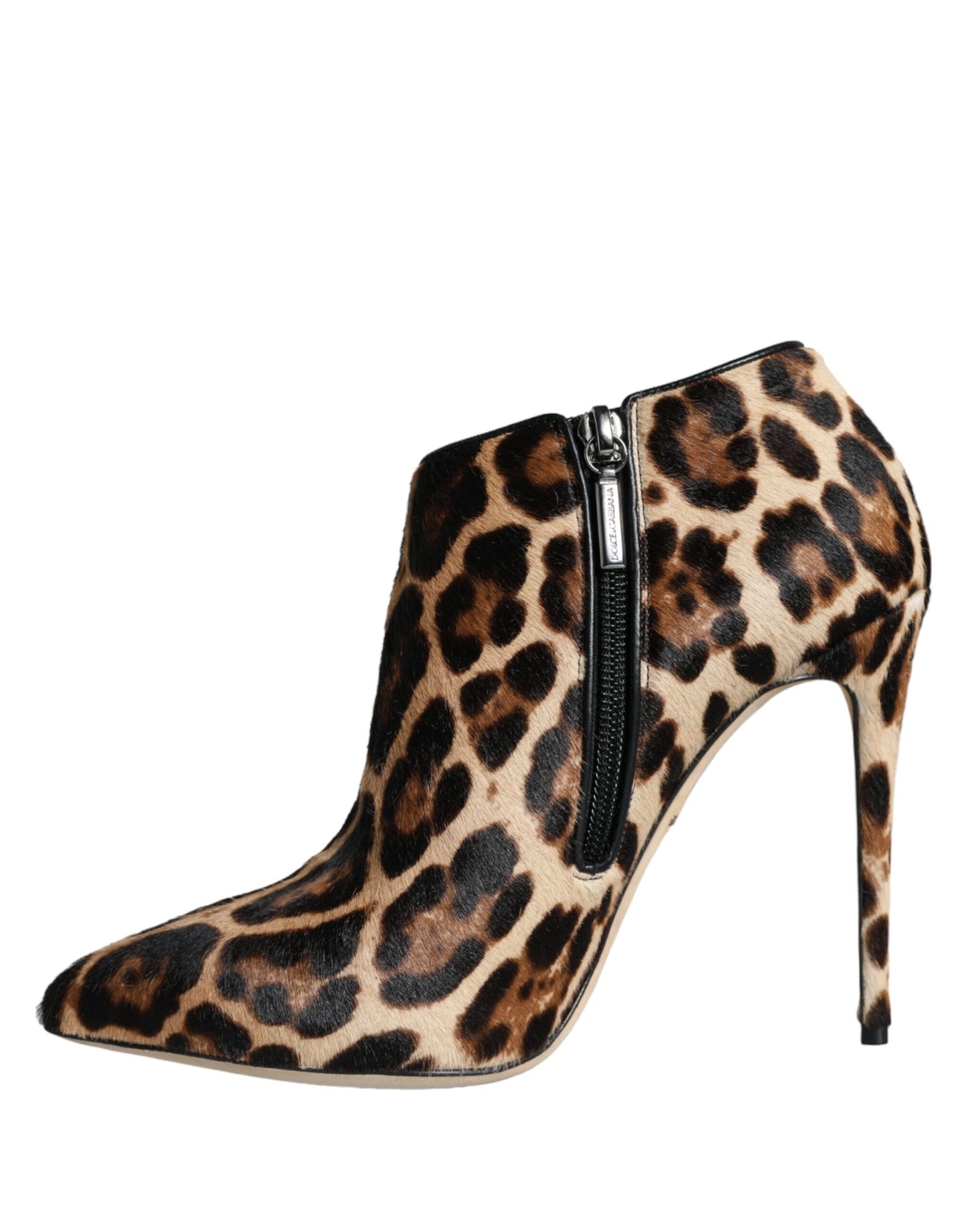 Dolce &amp; Gabbana Braune Leoparden-Kalbsfell-Heels Ankle Boots Schuhe